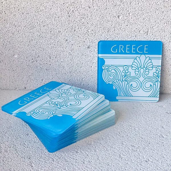 plexiglass σουβέρ με εκτύπωση "Greece in Blue"