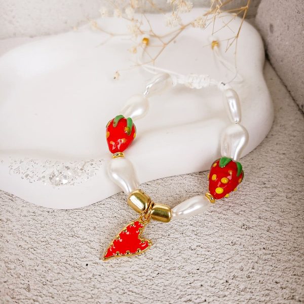 καλοκαιρινό βραχιόλι με φράουλες "strawberry kiss"