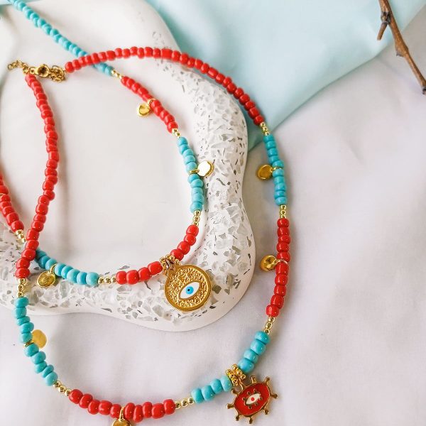 γυναικείο κολιέ χαολίτης και ματάκι