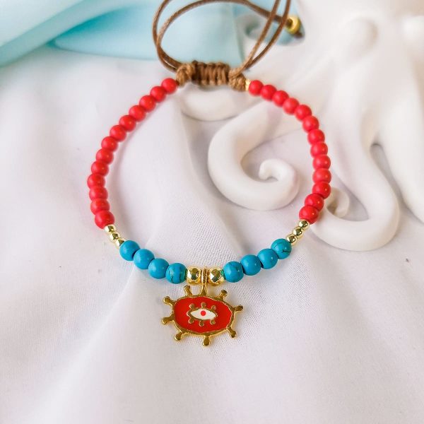 γυναικείο βραχιόλι με χαολίτη και μάτι