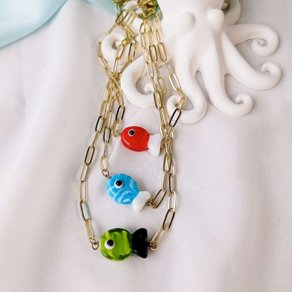 καλοκαιρινό κολιέ αλυσίδα με ψαράκια
