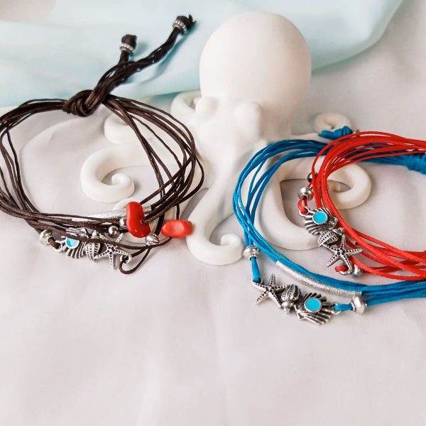 καλοκαιρινό βραχιόλι με θαλασσινά στοιχεία και κηροκλωστή