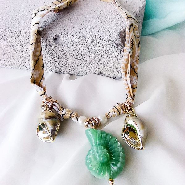 κολιέ bandana με ακρυλικά θαλασσινά στοιχεία