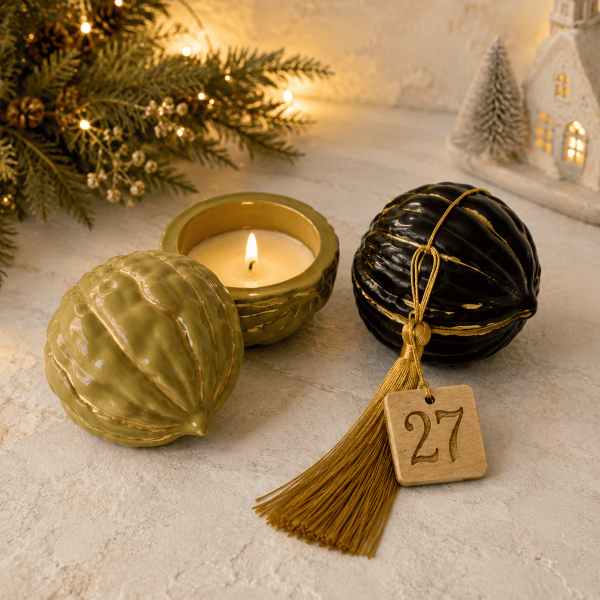 Κεραμικό Δοχείο Καρύδι Με Κερί "WALNUT CANDLE"