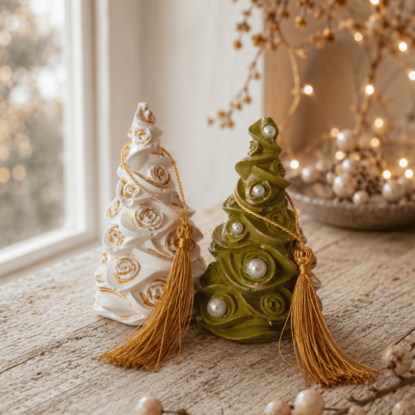 Χειροποίητο Κεραμικό Γούρι "ROSE CHRISTMAS TREES"
