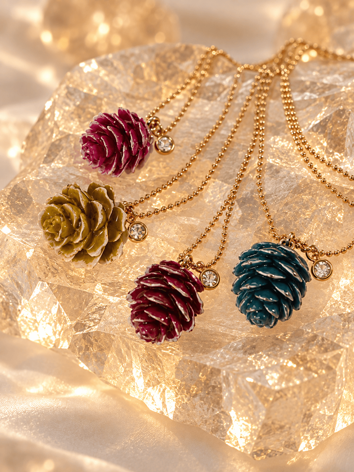 PINECONE BLING | Χειροποίητο Κεραμικό Κολιέ Γούρι 2027 Χειροποίητο κολιέ γούρι 2027 PINECONE BLING με φυσικό κουκουνάρι βαμμένο και κρύσταλλο. Ιδιαίτερη πρόταση SUSURUS για χονδρική.